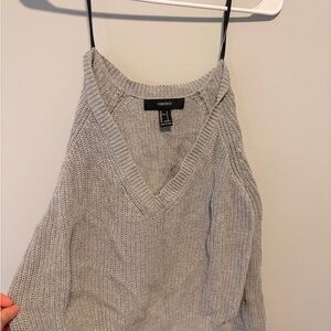 Forever 21 Light Gray V-Neck Sweater